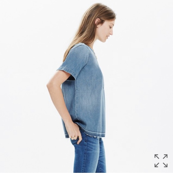 Madewell • Denim Drop-hem Tee in Edna Wash - Picture 6 of 8